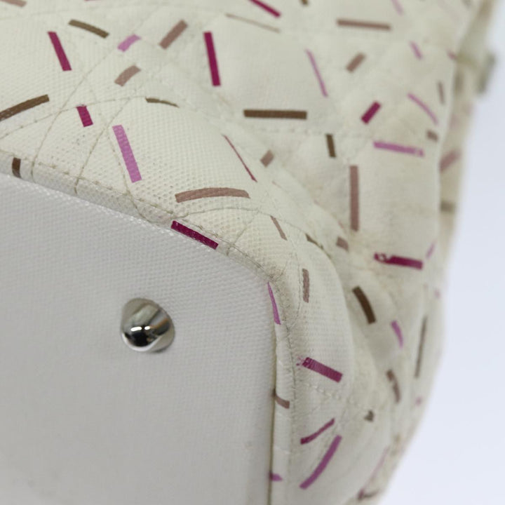 CHRISTIAN Top quality Dior Lady Top quality Dior Canage Tote Bag Coated Canvas White Auth bs14793