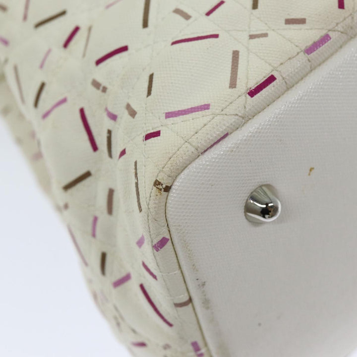CHRISTIAN Top quality Dior Lady Top quality Dior Canage Tote Bag Coated Canvas White Auth bs14793