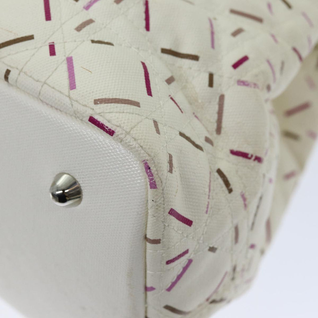 CHRISTIAN Top quality Dior Lady Top quality Dior Canage Tote Bag Coated Canvas White Auth bs14793