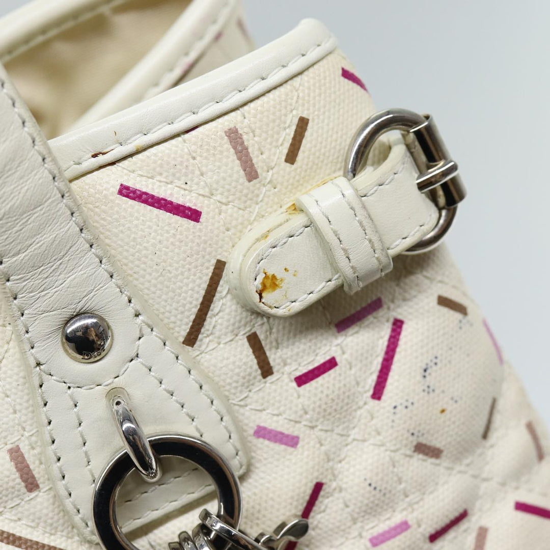 CHRISTIAN Top quality Dior Lady Top quality Dior Canage Tote Bag Coated Canvas White Auth bs14793