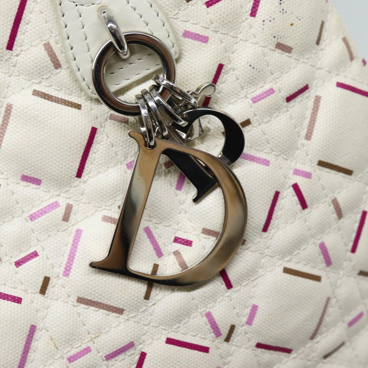CHRISTIAN Top quality Dior Lady Top quality Dior Canage Tote Bag Coated Canvas White Auth bs14793