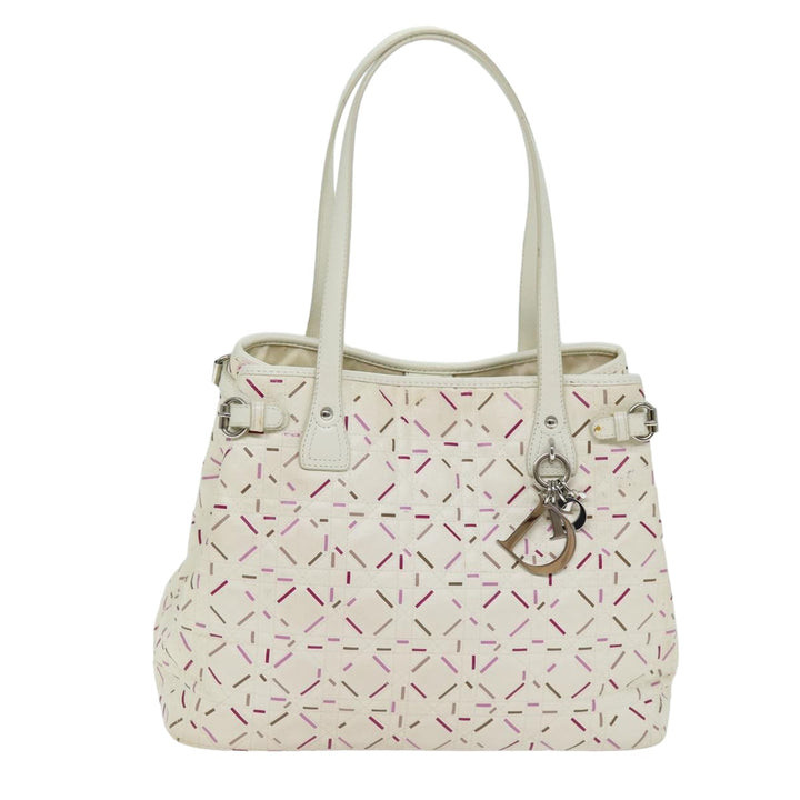 CHRISTIAN Top quality Dior Lady Top quality Dior Canage Tote Bag Coated Canvas White Auth bs14793