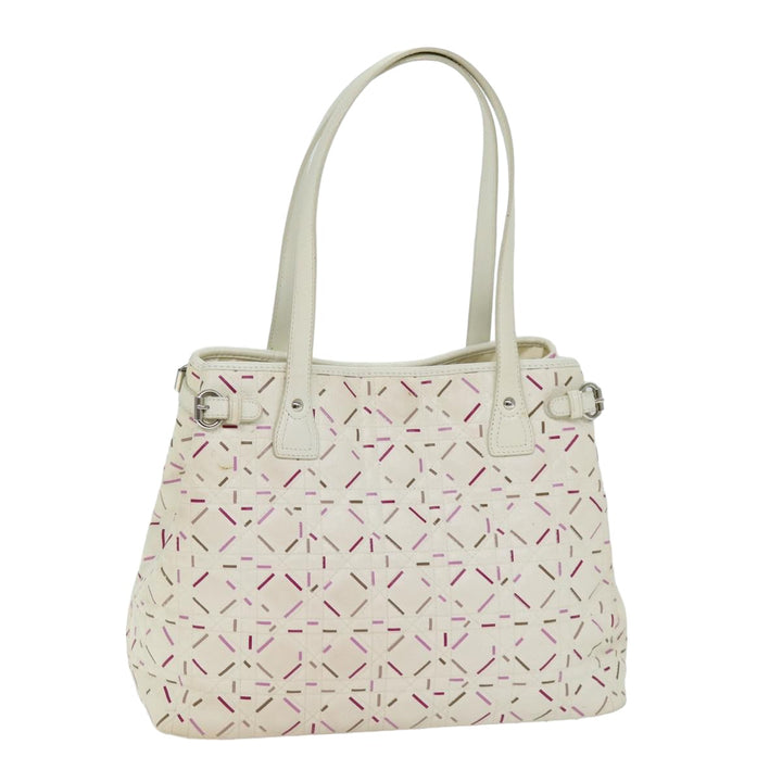 CHRISTIAN Top quality Dior Lady Top quality Dior Canage Tote Bag Coated Canvas White Auth bs14793