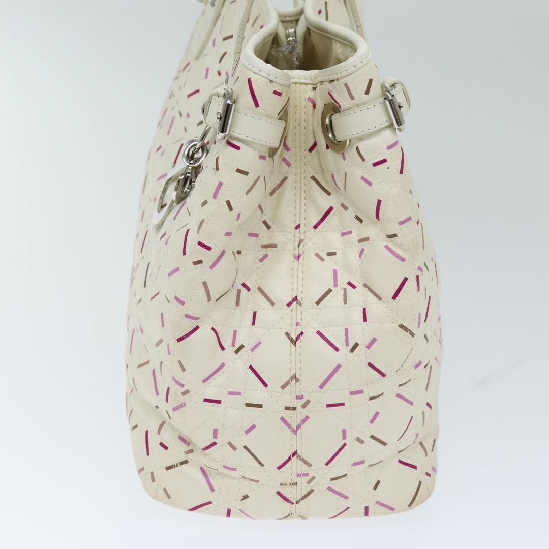 CHRISTIAN Top quality Dior Lady Top quality Dior Canage Tote Bag Coated Canvas White Auth bs14793
