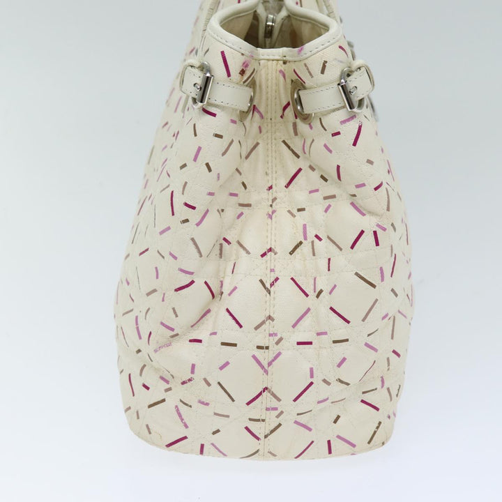 CHRISTIAN Top quality Dior Lady Top quality Dior Canage Tote Bag Coated Canvas White Auth bs14793