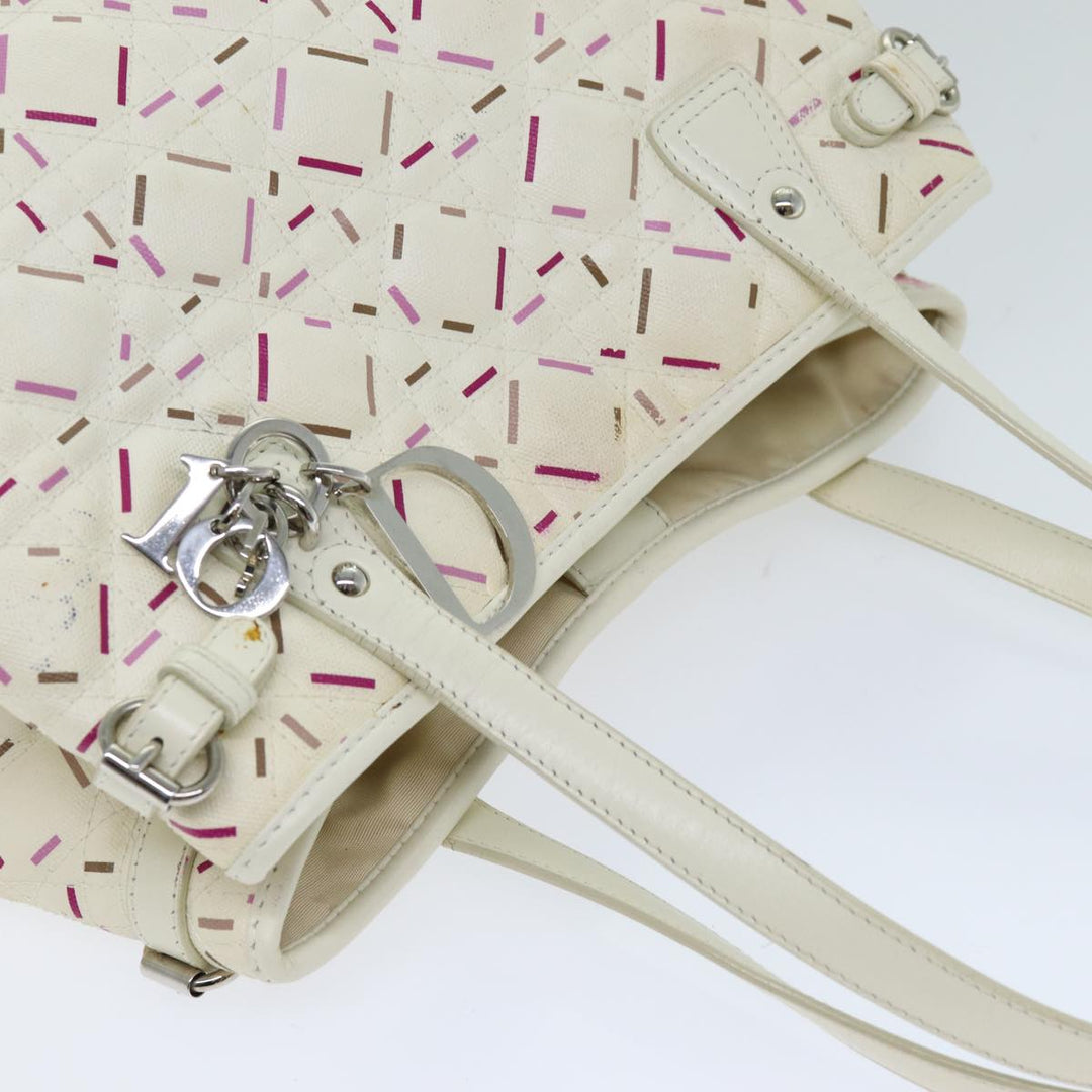 CHRISTIAN Top quality Dior Lady Top quality Dior Canage Tote Bag Coated Canvas White Auth bs14793