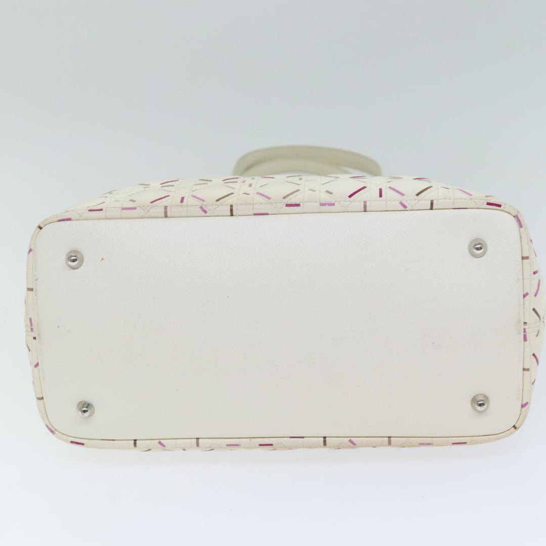 CHRISTIAN Top quality Dior Lady Top quality Dior Canage Tote Bag Coated Canvas White Auth bs14793