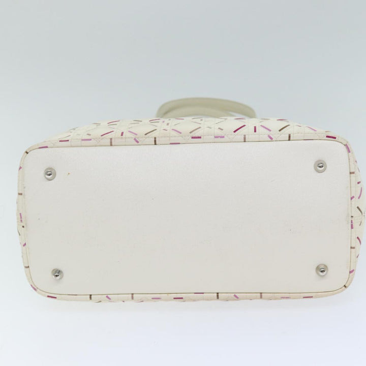 CHRISTIAN Top quality Dior Lady Top quality Dior Canage Tote Bag Coated Canvas White Auth bs14793