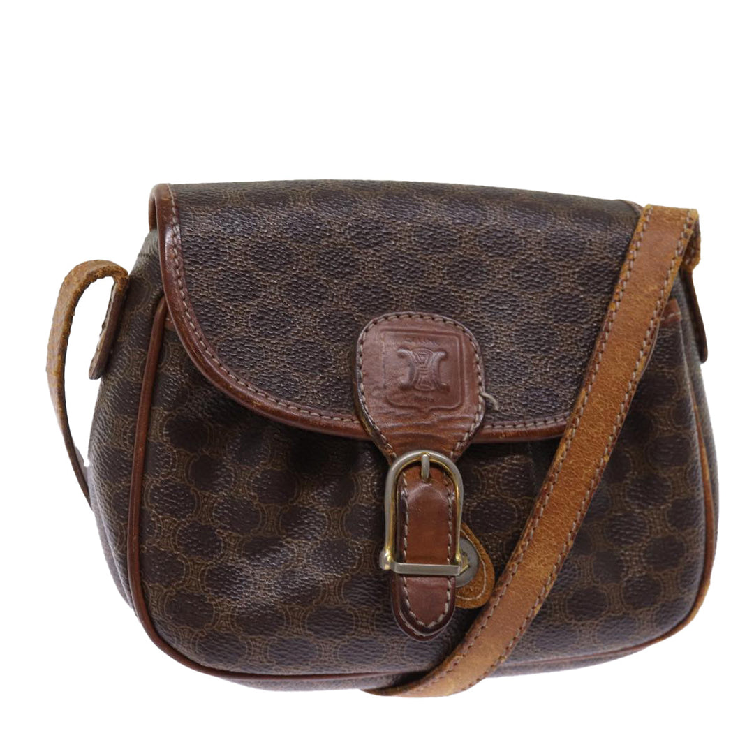 Celine Macadam Canvas Shoulder Bag PVC Brown Auth bs14796