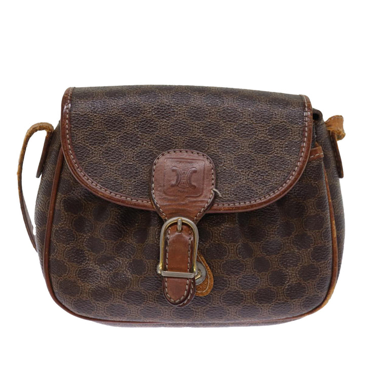 Celine Macadam Canvas Shoulder Bag PVC Brown Auth bs14796