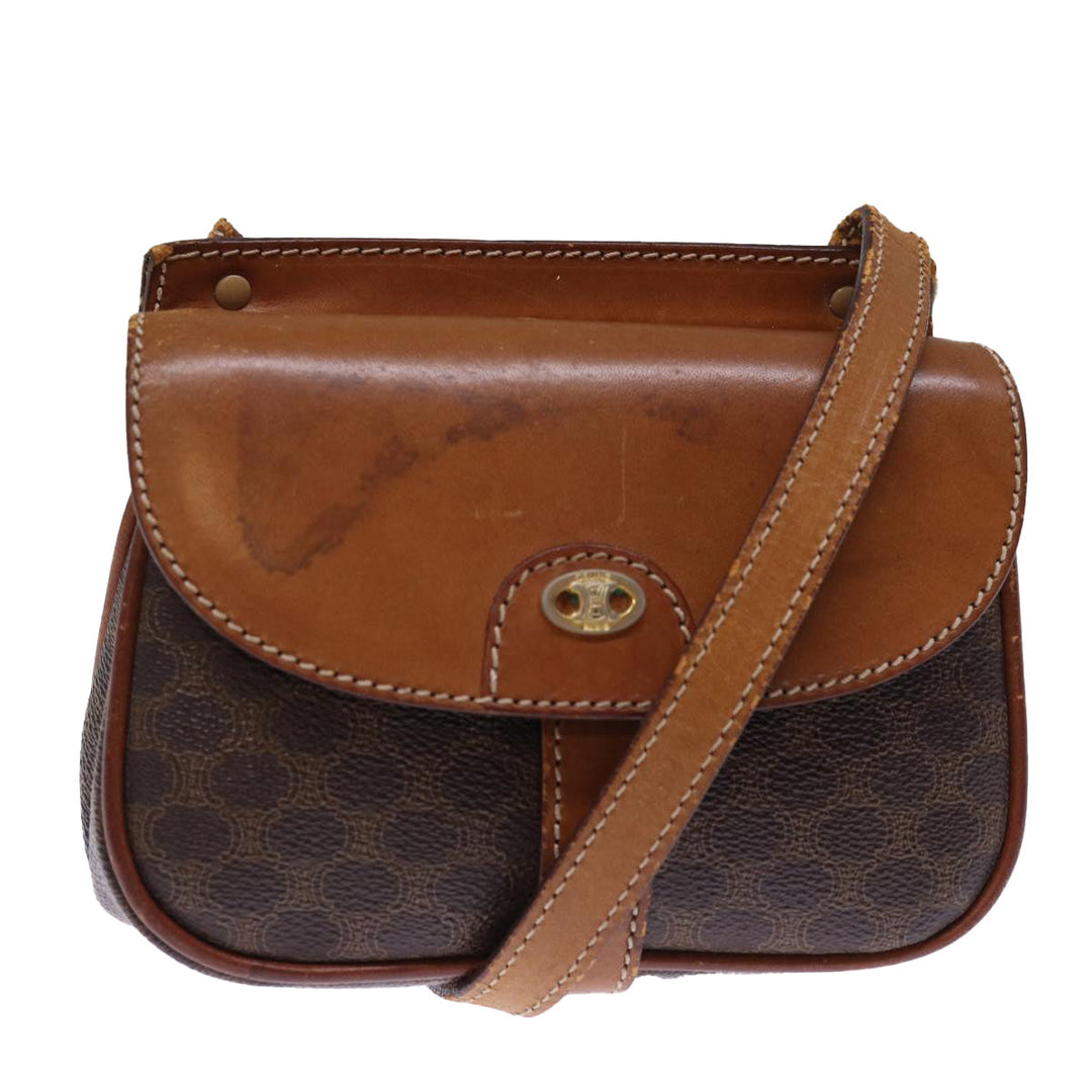 Celine Macadam Canvas Shoulder Bag PVC Brown Auth bs14797