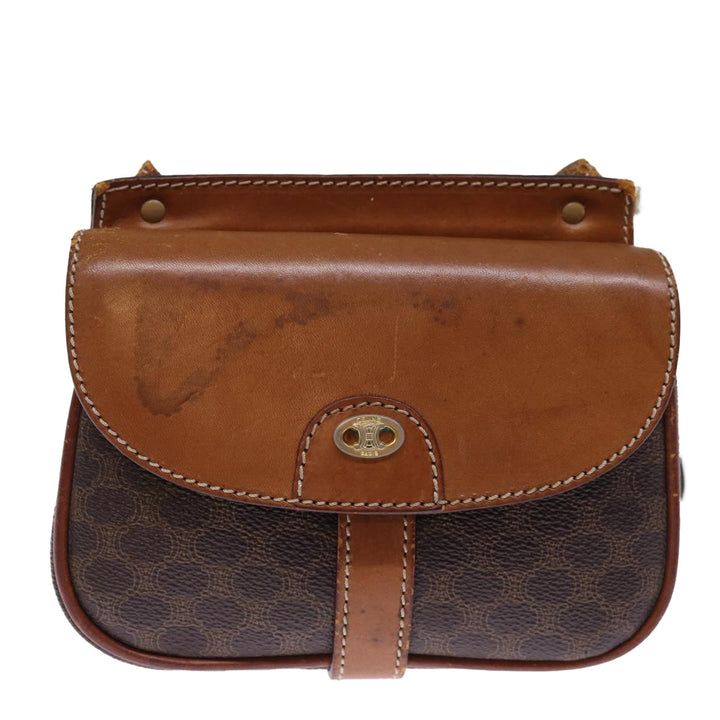 Celine Macadam Canvas Shoulder Bag PVC Brown Auth bs14797