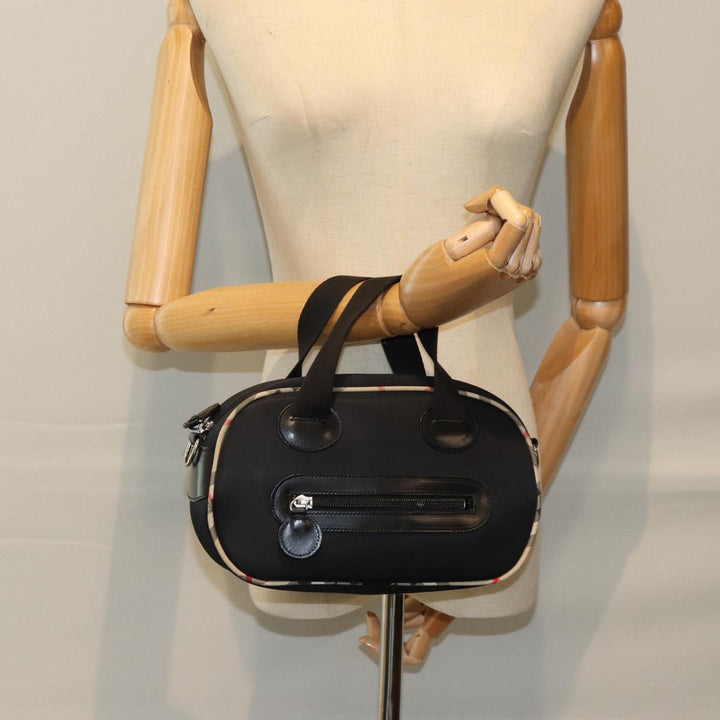 Burberry Hand Bag Nylon Black Auth bs14801