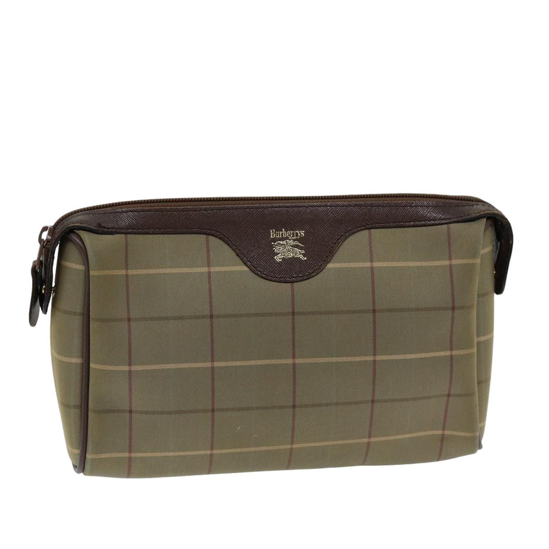 BurberrySs Nova Check Clutch Bag Canvas Beige Auth bs14803