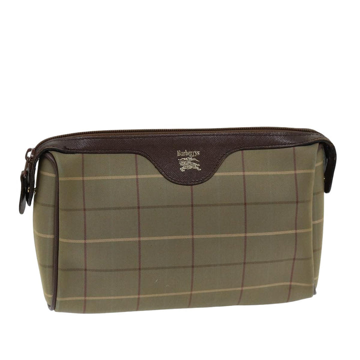 BurberrySs Nova Check Clutch Bag Canvas Beige Auth bs14803