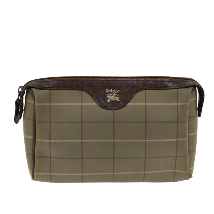 BurberrySs Nova Check Clutch Bag Canvas Beige Auth bs14803
