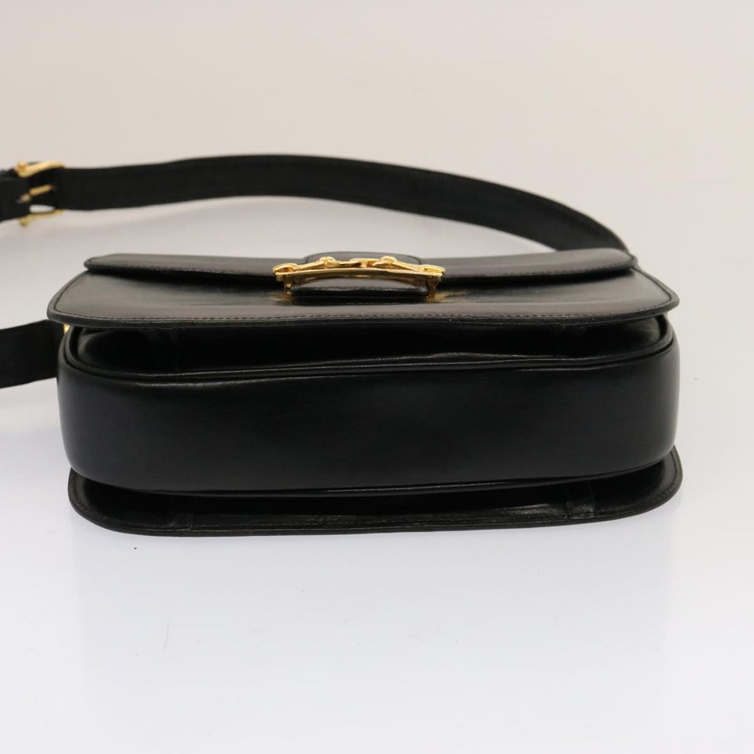 Celine Horse Carriage Shoulder Bag Leather Black  14806