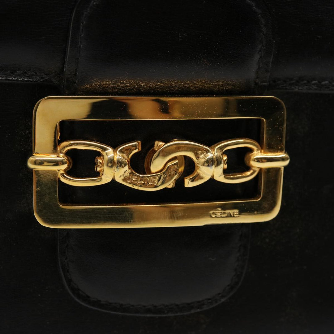 Celine Horse Carriage Shoulder Bag Leather Black  14806