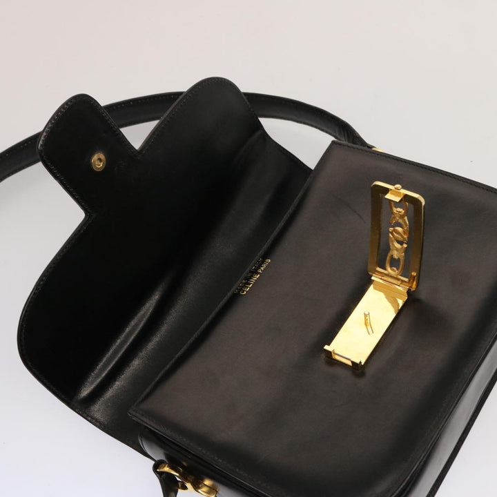 Celine Horse Carriage Shoulder Bag Leather Black  14806