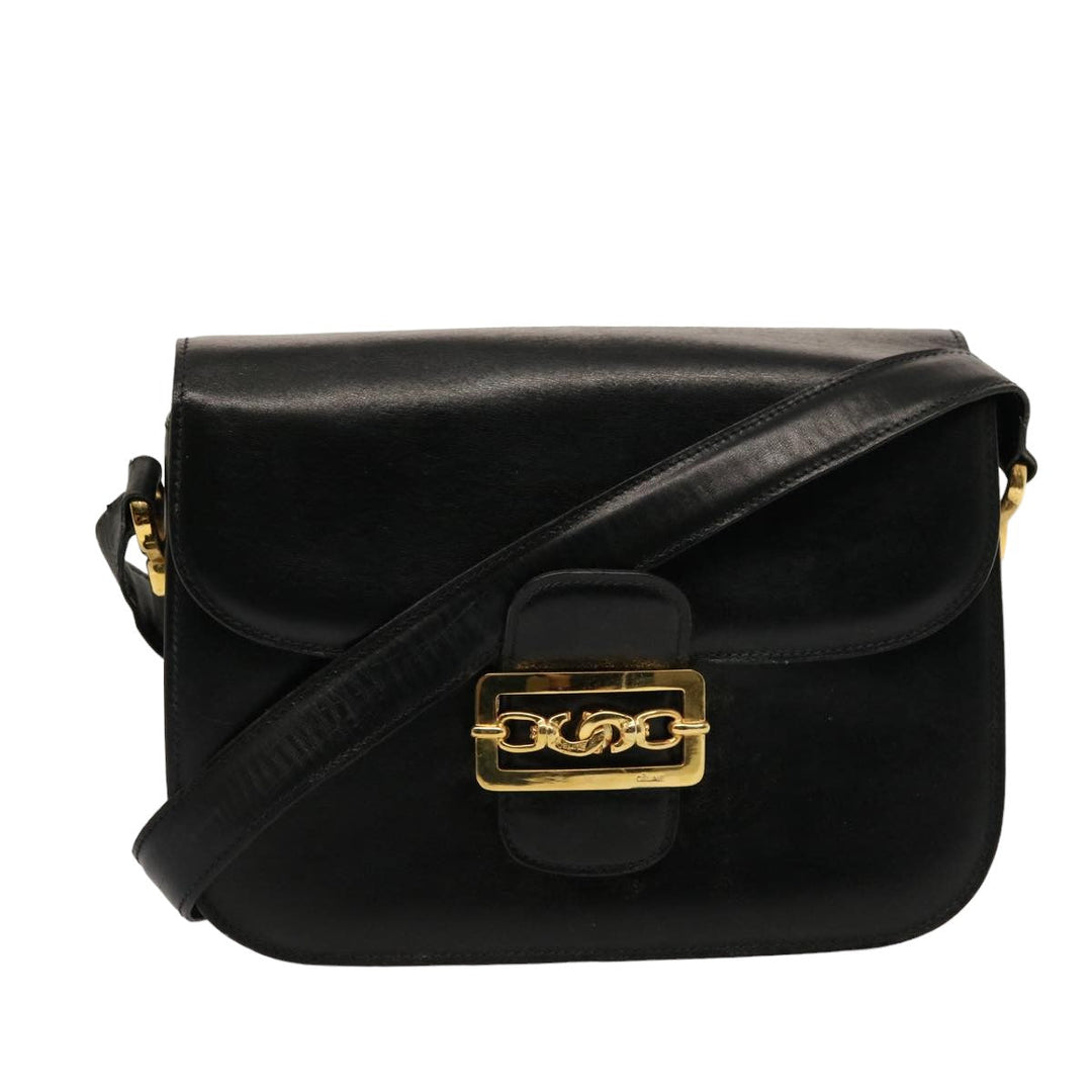 Celine Horse Carriage Shoulder Bag Leather Black  14806