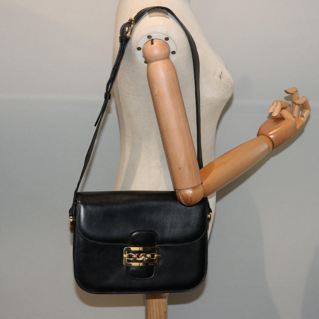 Celine Horse Carriage Shoulder Bag Leather Black  14806