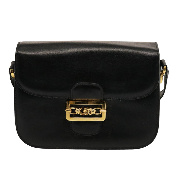Celine Horse Carriage Shoulder Bag Leather Black  14806