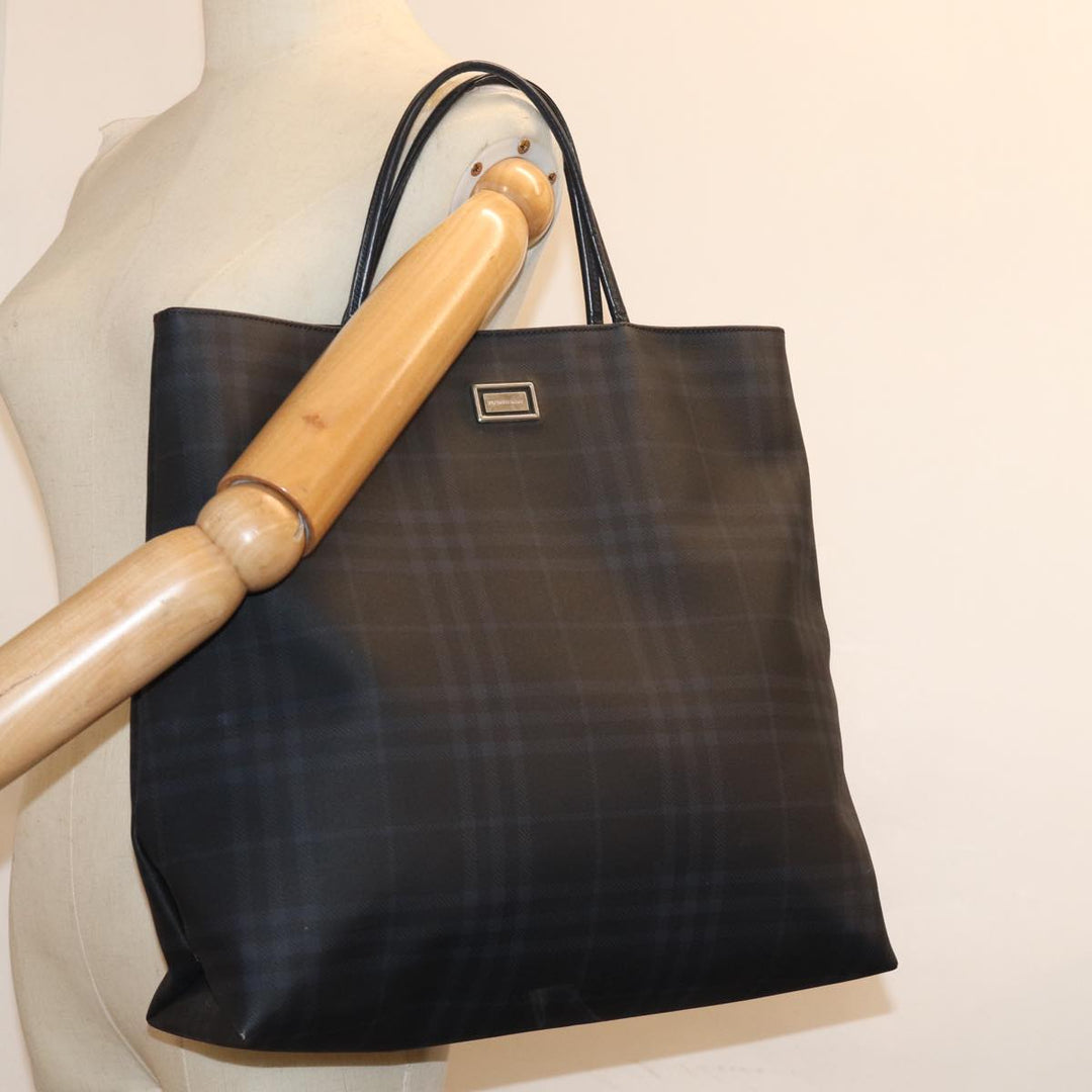 Burberry Nova Check Hand Bag Coated Canvas Black Auth bs14826