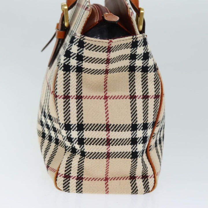 BURBERRY Nova Check Hand Bag Canvas Beige Auth bs14828