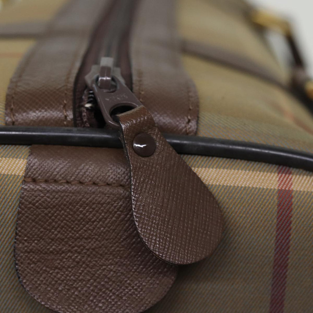 BurberrySs Nova Check Boston Bag Canvas Khaki Auth bs14854