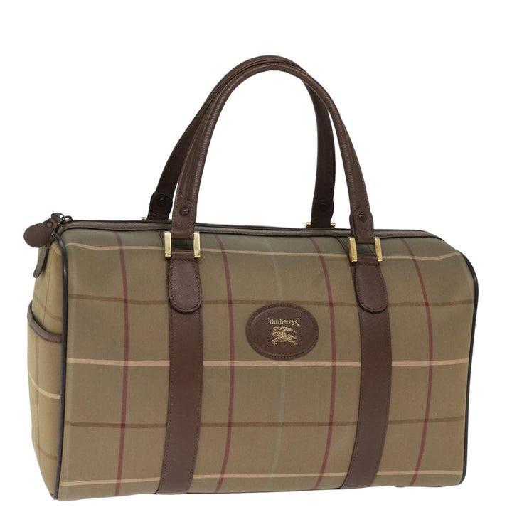 BurberrySs Nova Check Boston Bag Canvas Khaki Auth bs14854