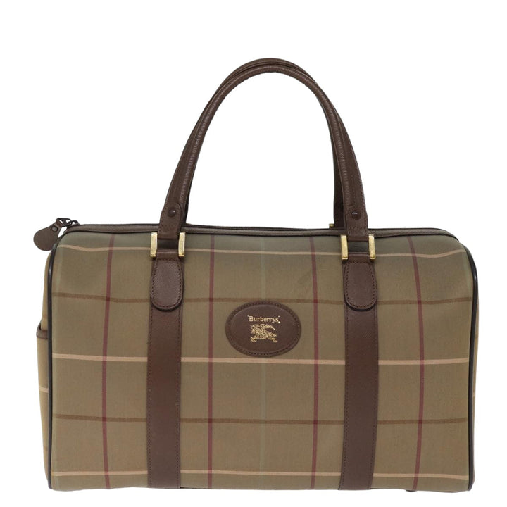 BurberrySs Nova Check Boston Bag Canvas Khaki Auth bs14854