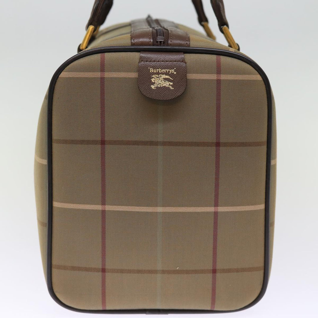 BurberrySs Nova Check Boston Bag Canvas Khaki Auth bs14854