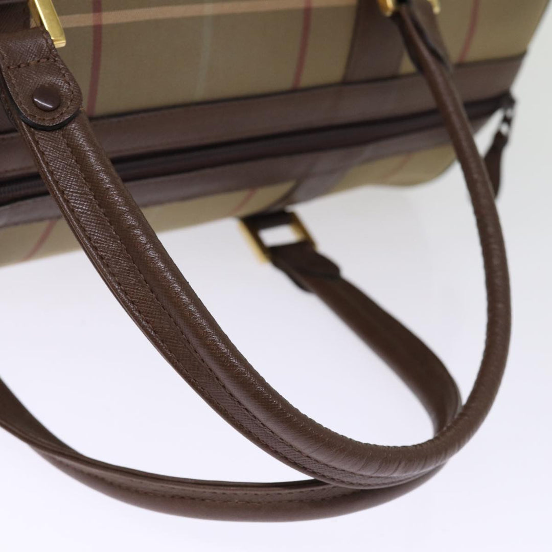 BurberrySs Nova Check Boston Bag Canvas Khaki Auth bs14854