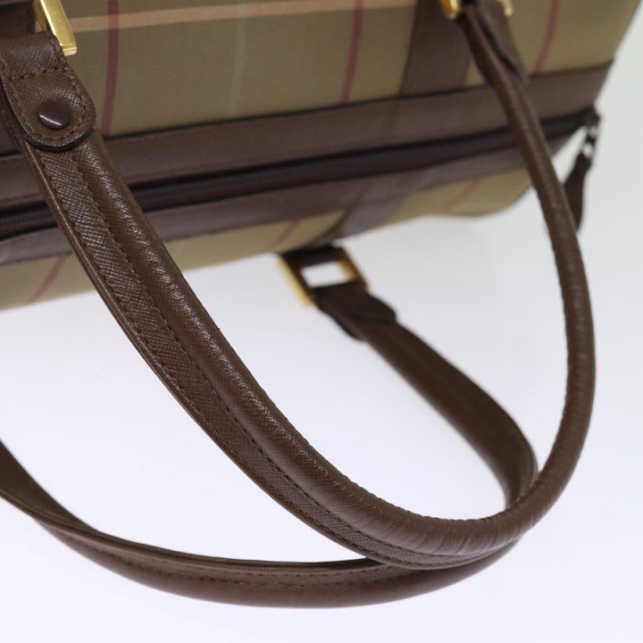 BurberrySs Nova Check Boston Bag Canvas Khaki Auth bs14854