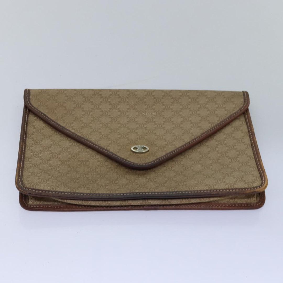 Celine Macadam Canvas Clutch Bag 2Set Beige Red Auth bs14869