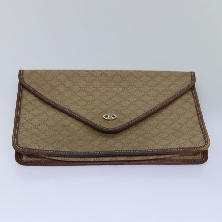 Celine Macadam Canvas Clutch Bag 2Set Beige Red Auth bs14869