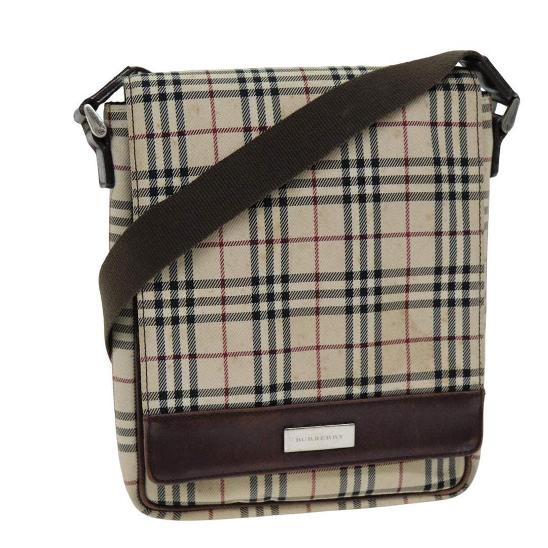 Burberry Nova Check Shoulder Bag Canvas Beige Auth bs14883