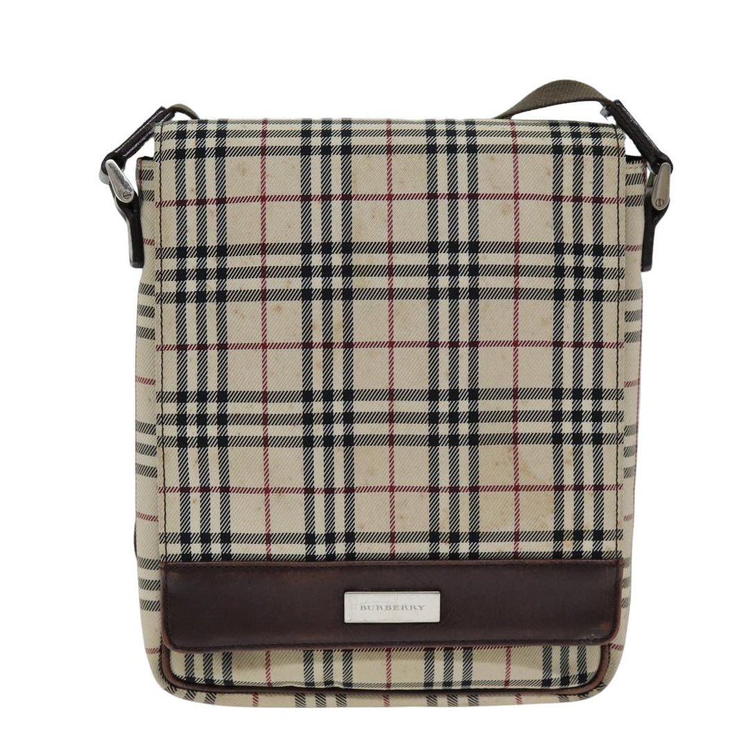 Burberry Nova Check Shoulder Bag Canvas Beige Auth bs14883
