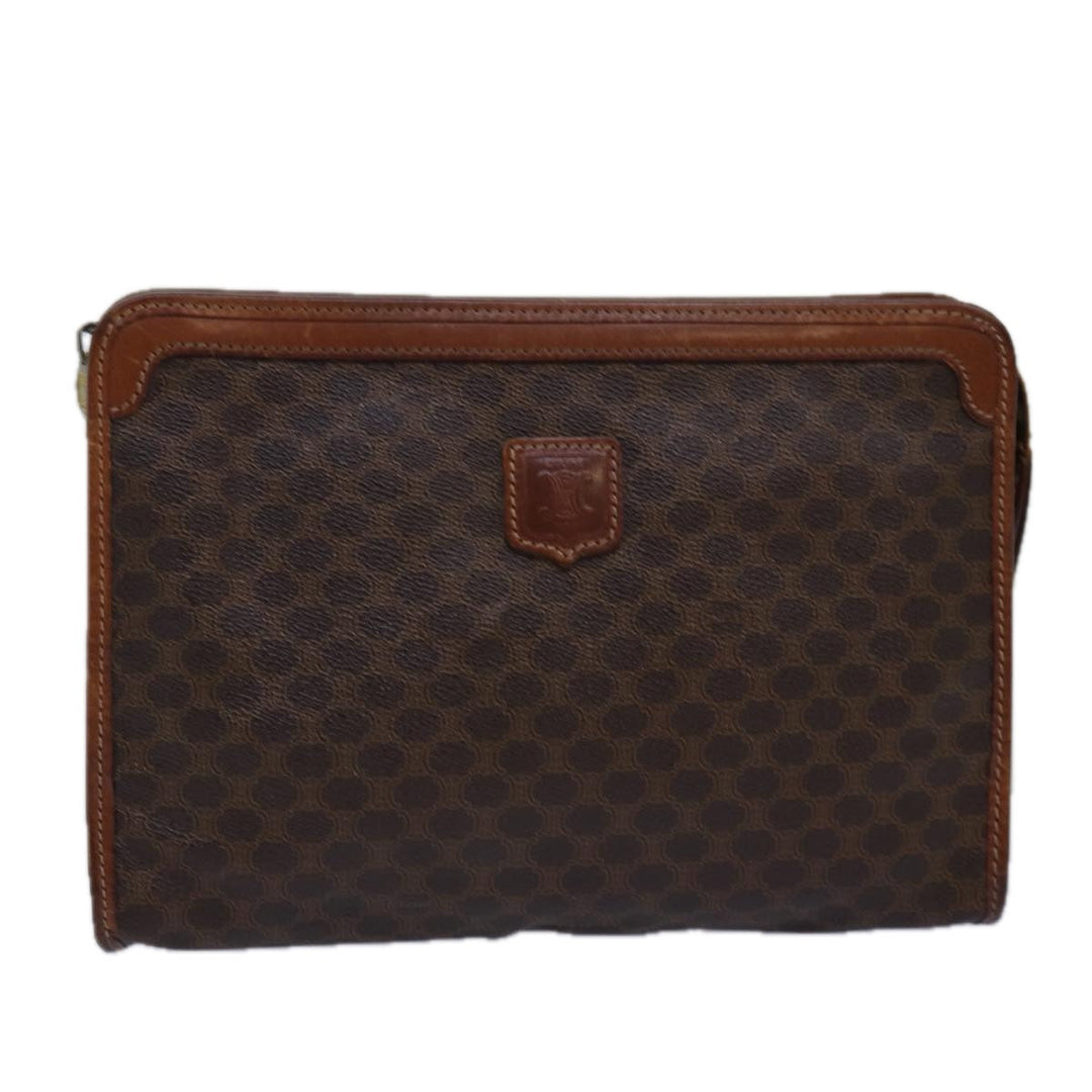Celine Macadam Canvas Clutch Bag PVC Brown Auth bs14884