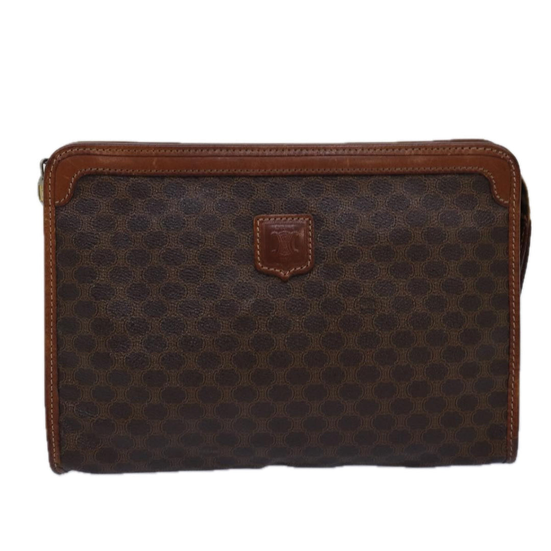 Celine Macadam Canvas Clutch Bag PVC Brown Auth bs14884