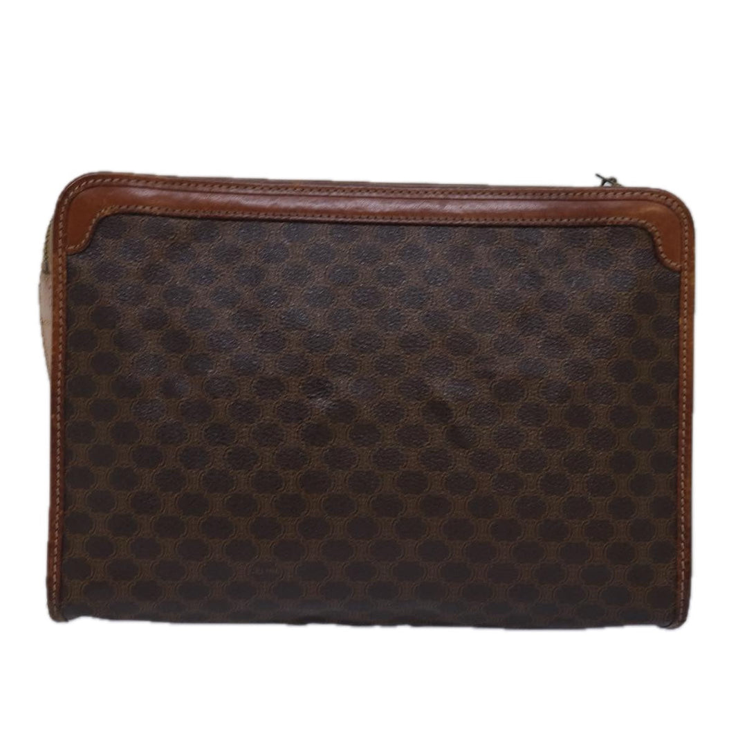 Celine Macadam Canvas Clutch Bag PVC Brown Auth bs14884