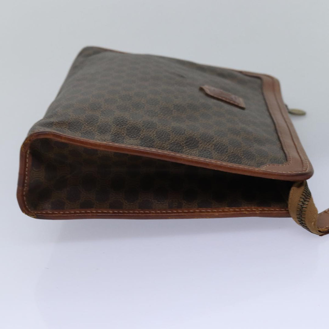 Celine Macadam Canvas Clutch Bag PVC Brown Auth bs14884