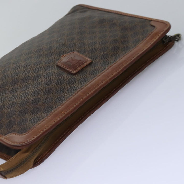 Celine Macadam Canvas Clutch Bag PVC Brown Auth bs14884