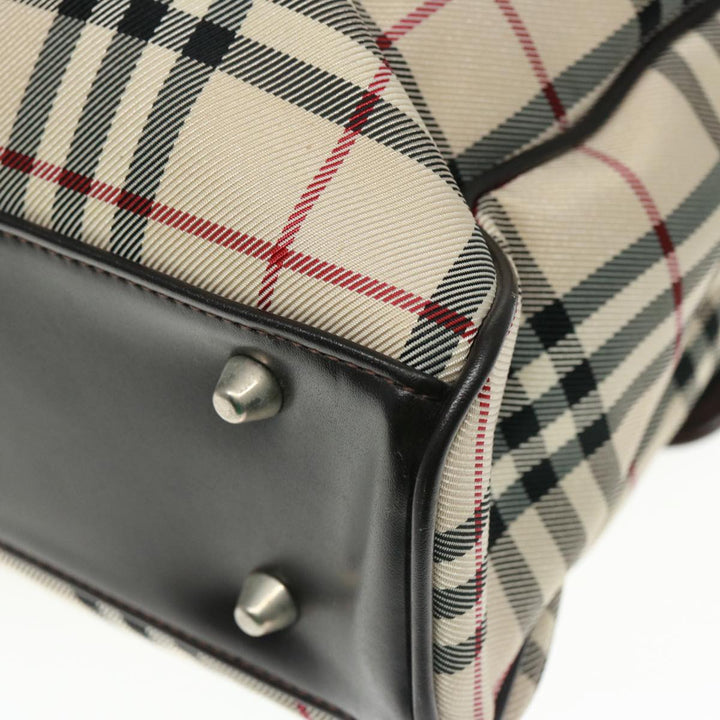 Burberry Nova Check Hand Bag Canvas Beige Brown Auth bs14904