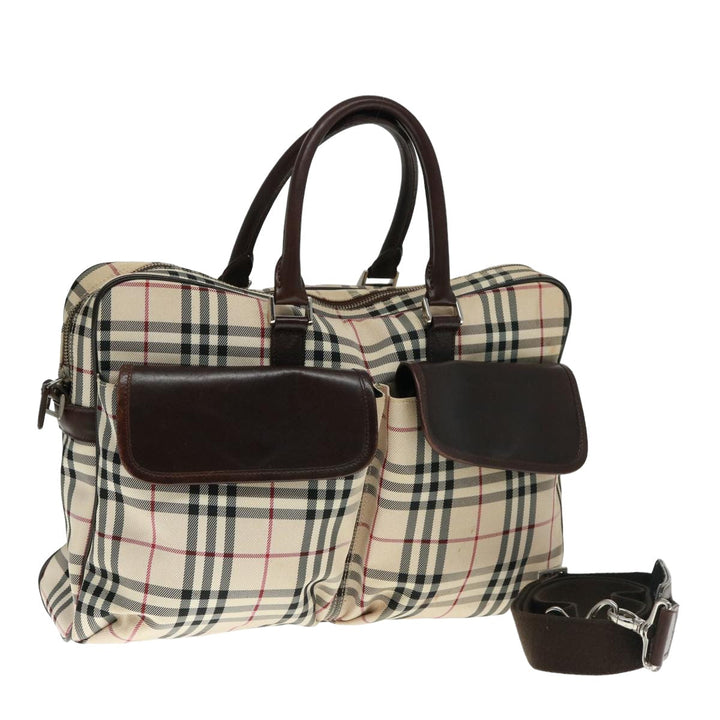 Burberry Nova Check Hand Bag Canvas Beige Brown Auth bs14904