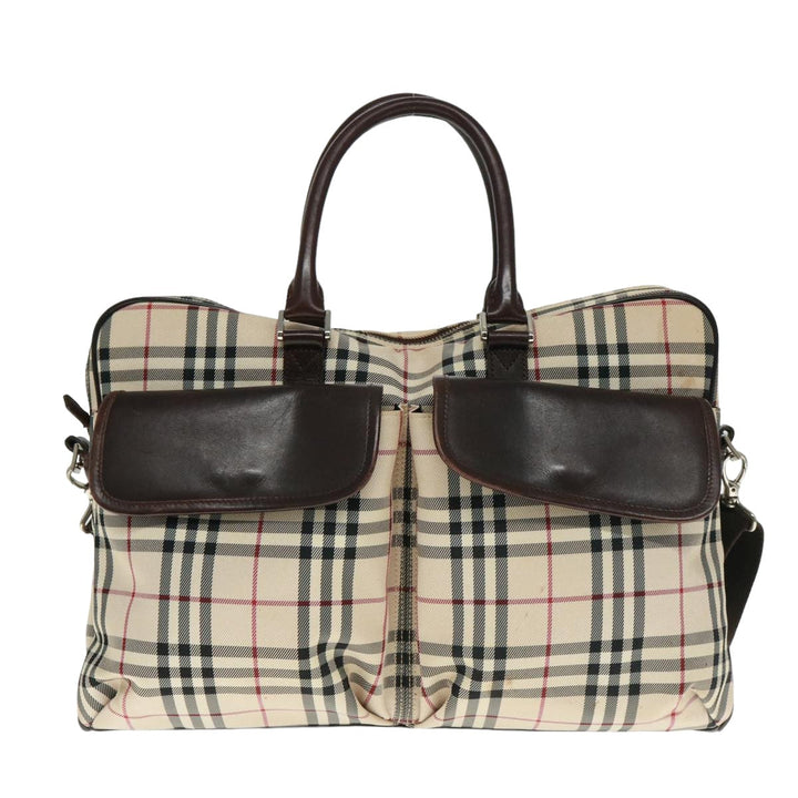 Burberry Nova Check Hand Bag Canvas Beige Brown Auth bs14904