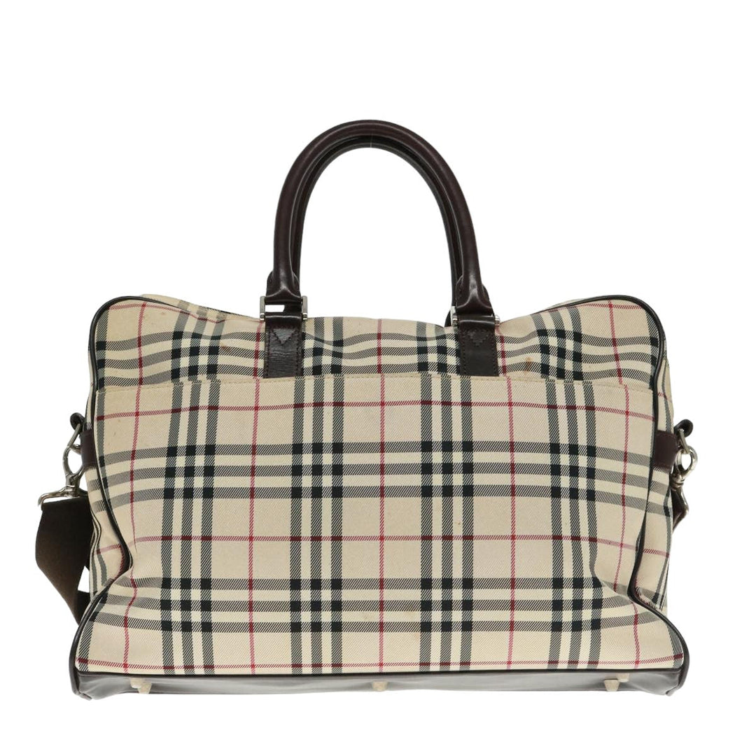 Burberry Nova Check Hand Bag Canvas Beige Brown Auth bs14904
