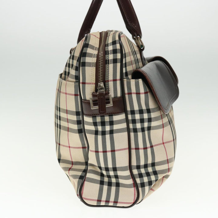 Burberry Nova Check Hand Bag Canvas Beige Brown Auth bs14904