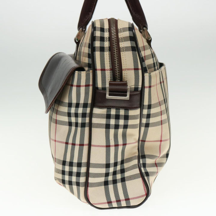Burberry Nova Check Hand Bag Canvas Beige Brown Auth bs14904