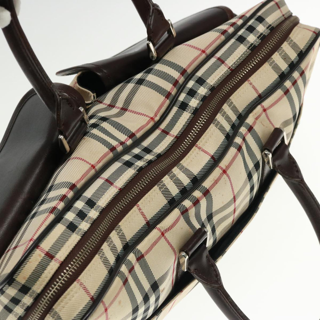 Burberry Nova Check Hand Bag Canvas Beige Brown Auth bs14904